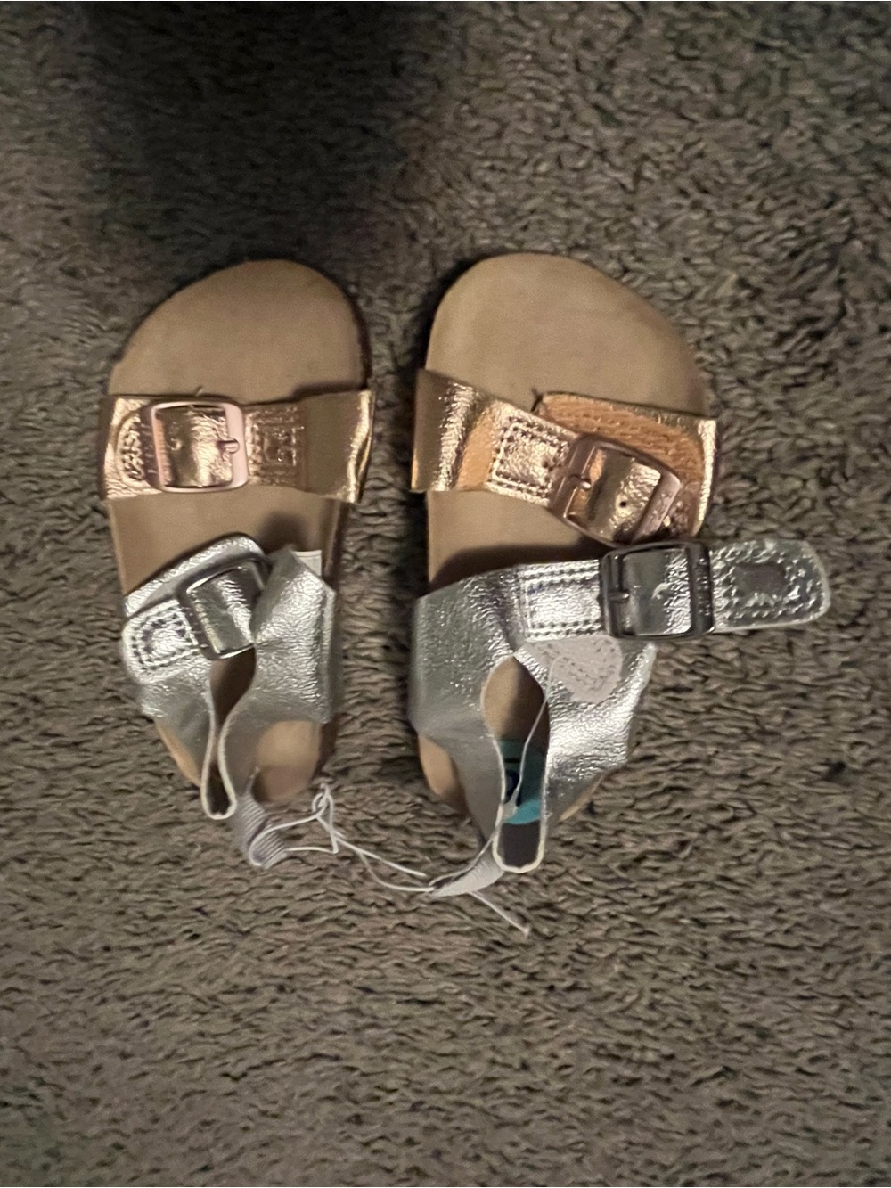 Metallic Two-Tone Kids Sandals - Silver and Rose Gold
